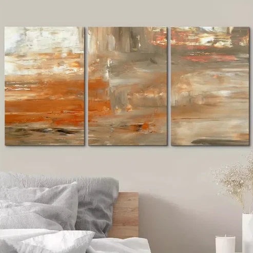 3pcs Gray& Orange Art Canvas Unframed - High Quality Print 100% Australian Made Wall Canvas