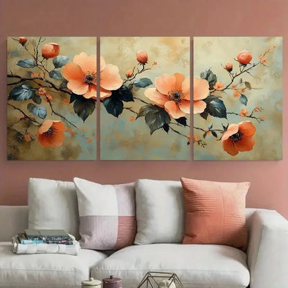 3pcs Elegant Botanical Floral Illustration Metal Print Ready to Hang Art