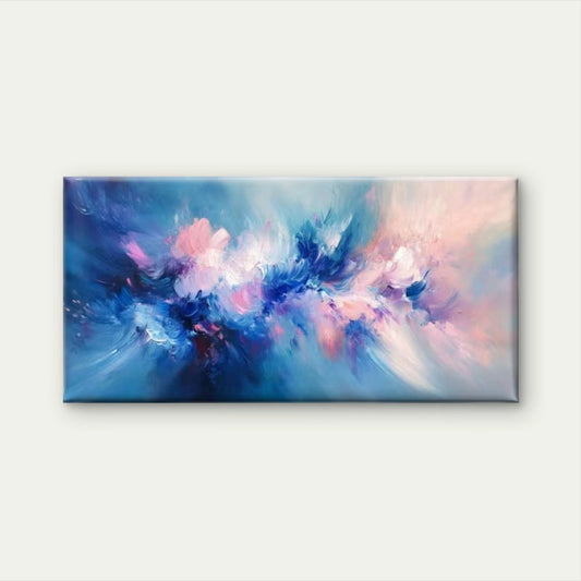 Vibrant Blue, Purple & Pink Art Wall Art Canvas Office Home Room Framed 120x60cm