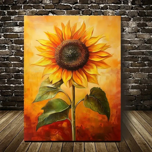 Vibrant Sunflower Orange & Yellow Tones Painting  40x60cm Metal Print Ready to Hang