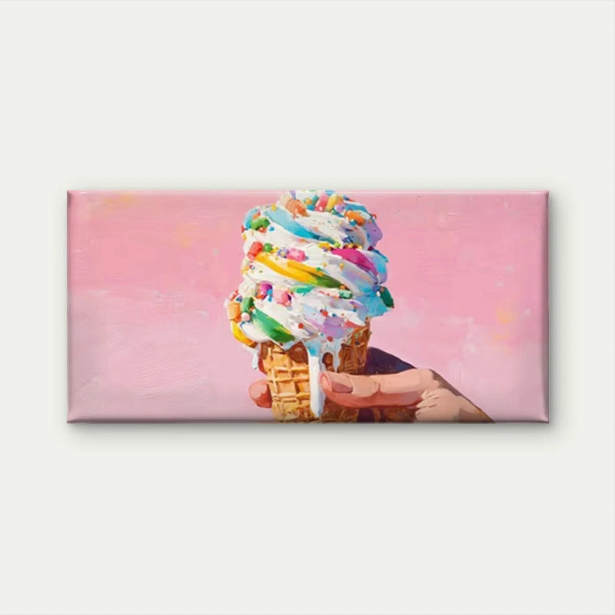 Ice Cream with Colorful SprinkleWall Art Canvas Office Home Room Framed 120x60cm