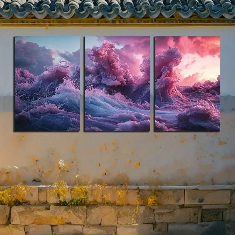 3pcs Vibrant Beautiful Sky Design Metal Print Ready to Hang Art