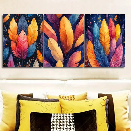 3pcs Vibrant Abstract Swirling Colors Metal Print Ready to Hang Art