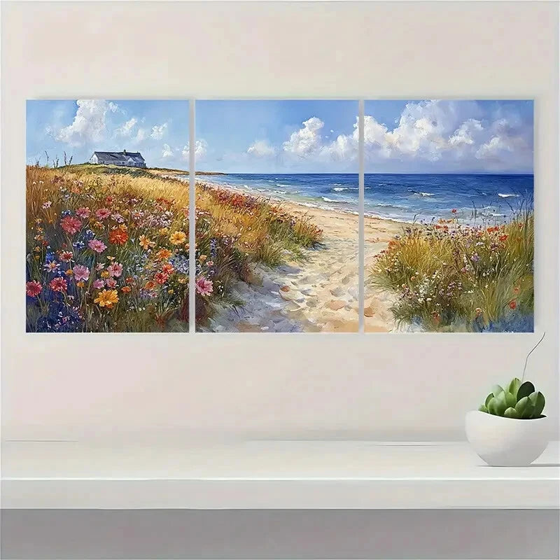 3pcs Coastal Watercolor Print Province Town Metal Print Ready to Hang Art