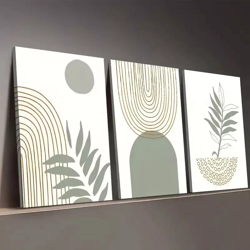 3pcs Bohemian Modern Minimalist Botanical Plant Wall Art Set Canvas Framed 50x70cm - High Quality Print 100% Australian Made Wall Canvas Ready to Hang