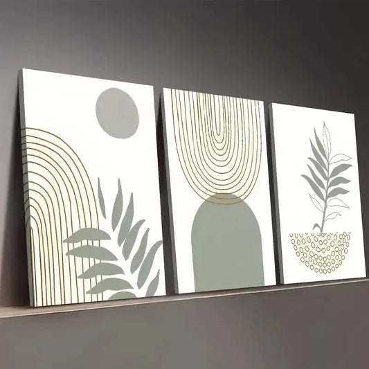 3pcs Bohemian Modern Minimalist Botanical Plant Wall Art Set Canvas Framed 50x70cm - High Quality Print 100% Australian Made Wall Canvas Ready to Hang