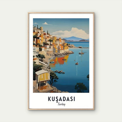 Kuşadası Turkey Turquoise Waters White Buildings Travel Poster Print Wall Art