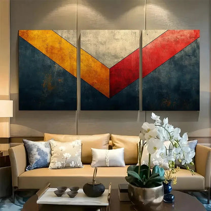 3pcs Vibrant Color Block Design Metal Print Ready to Hang Art
