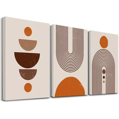 3pcs Minimalist Geometric Art Canvas Framed 60x90cm - High Quality Print 100% Australian Made Wall Canvas Ready to Hang