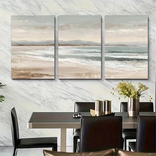3pcs Seascape Coastal Seascape Beach Perfect Wall Art Set Canvas Framed 50x70cm - High Quality Print 100% Australian Made Wall Canvas Ready to Hang