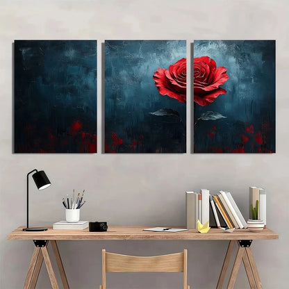 3pcs Red Rose Dark Romance Painting Metal Print Ready to Hang Art