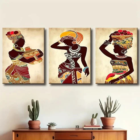 3pcs Colorful Abstract Women Beauty Wall Art Set Canvas Unframed - High Quality Print 100% Australian Made Wall Canvas