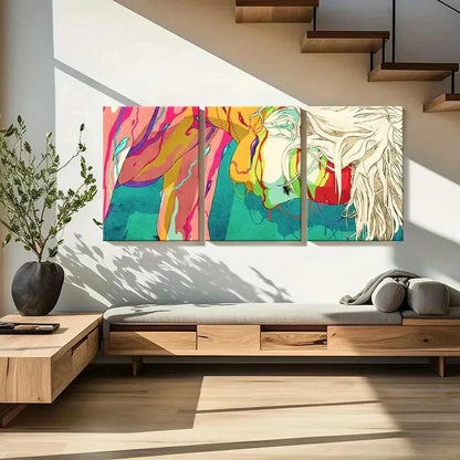 3pcs Fantasy Female with Abstract Color Wall Art Set Canvas Framed 40x60cm - High Quality Print 100% Australian Made Wall Canvas Ready to Hang