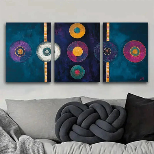 3pcs Abstract Decorative Art Modern Minimalist Metal Print Ready to Hang Art