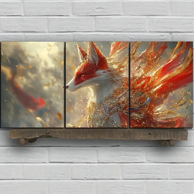3pcs Beautiful Red Fox Stunning Red Eyes Metal Print Ready to Hang Art