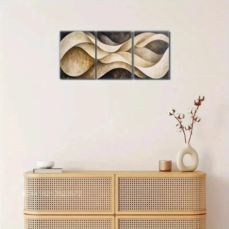 3pcs Modern Geometric Minimalist Wall Art Metal Print Ready to Hang Art