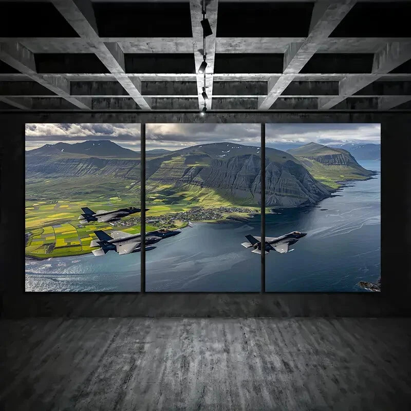 3pcs Flying Together Over The American Metal Print Ready to Hang Art