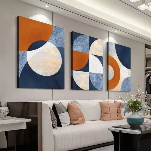 3pcs Modern Abstract Geometric Art Wall Art Set Canvas Unframed - High Quality Print 100% Australian Made Wall Canvas