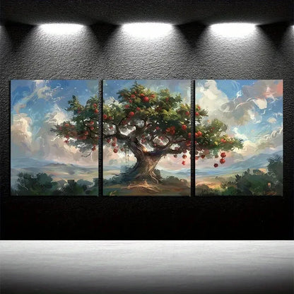 3pcs Small Trees in The Orchard Metal Print Ready to Hang Art