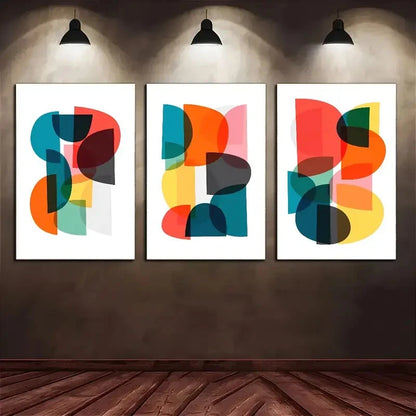 3pcs Featuring Geometric Canvas Stylish Prints Metal Print Ready to Hang Art