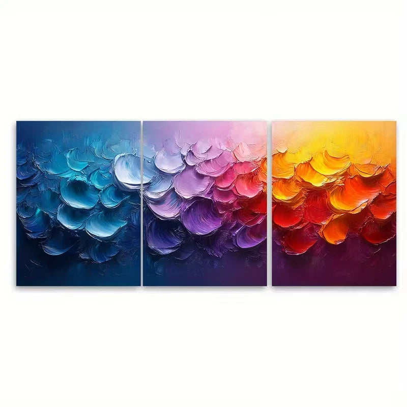 3pcs Colorful Abstract Painting Metal Print Ready to Hang Art