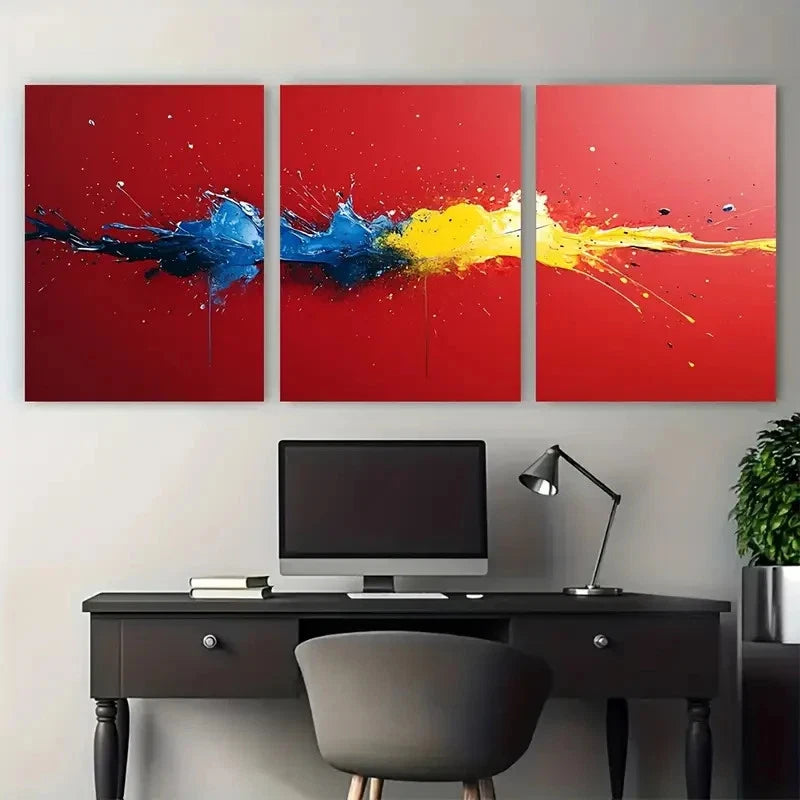 3pcs Abstract Firework Sparkler Golden Sparks Metal Print Ready to Hang Art