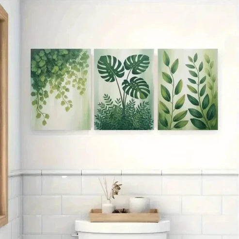 3pcs Palm Leaves, Minimalist Style Wall Art Set Canvas Unframed - High Quality Print 100% Australian Made Wall Canvas