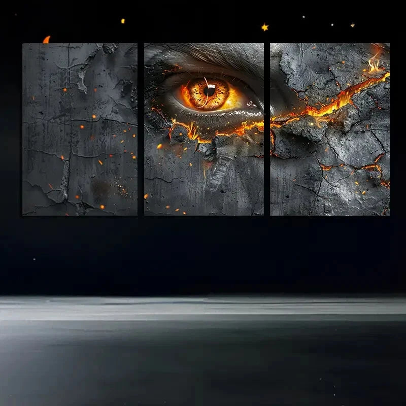 3pcs Dark Furious Eye Illustration Metal Print Ready to Hang Art