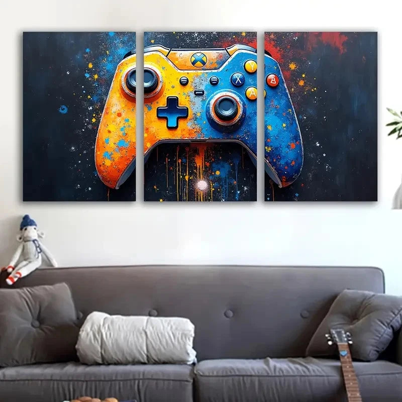 3pcs Video Game Xbox Controller Wall Art Set Canvas Framed 40x60cm - High Quality Print 100% Australian Made Wall Canvas Ready to Hang