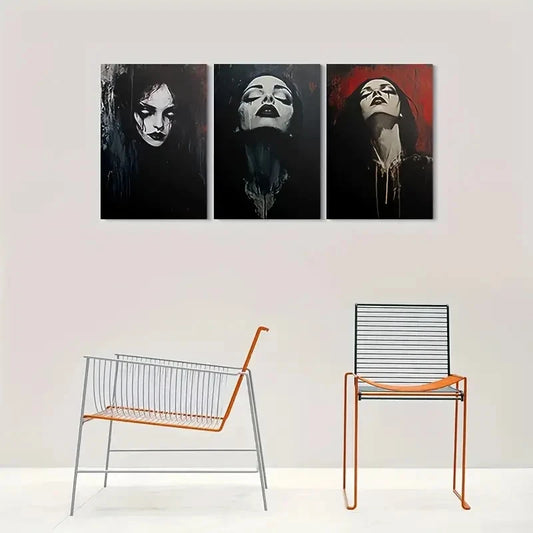 3pcs White Gothic Art Dark Fantasy Metal Print Ready to Hang Art