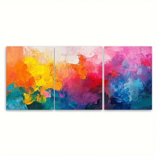 3pcs Colorful Aesthetic Abstract Painting Wall Art Set Canvas Framed 60x90cm - High Quality Print 100% Australian Made Wall Canvas Ready to Hang