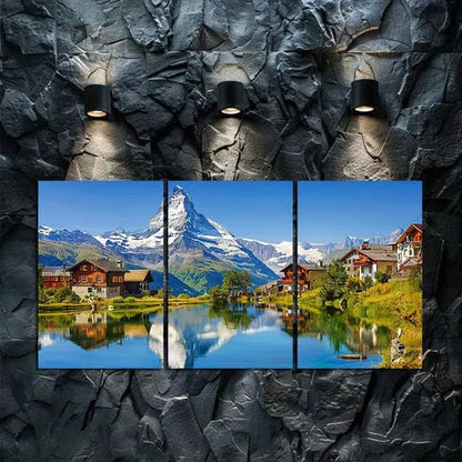 3pcs Swiss Alps Landscape Canvas Framed 60x90cm - High Quality Print 100% Australian Made Wall Canvas Ready to Hang