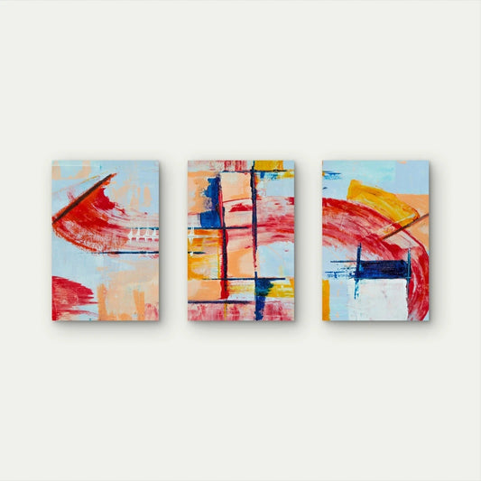 3pcs Modern Abstract Expressionism Brushstrokes Wall Art Set Canvas Framed 60x90cm - High Quality Print 100% Australian Made Wall Canvas Ready to Hang
