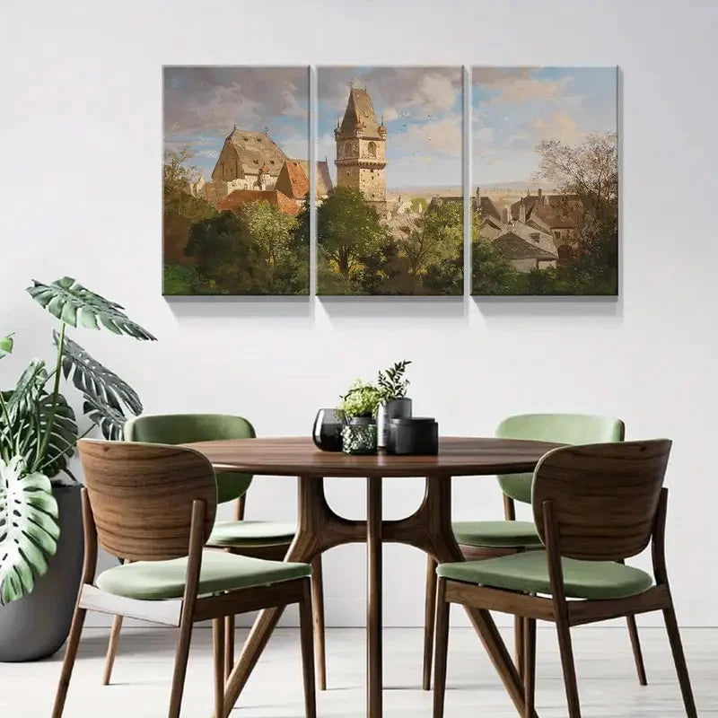 3pcs European Vintage Architecture Scenery Metal Print Ready to Hang Art
