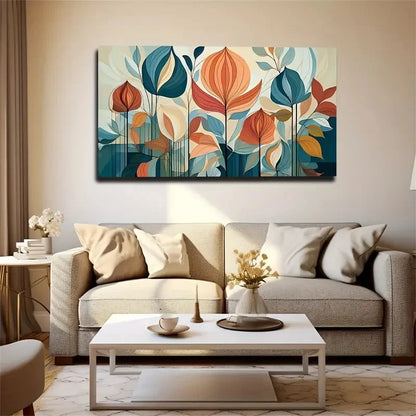 Abstract Flowers And Buds Wall Art Canvas Office Home Room Framed 120x60cm