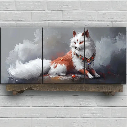 3pcs Beautiful Stunning Red Eyes Red Fox Metal Print Ready to Hang Art