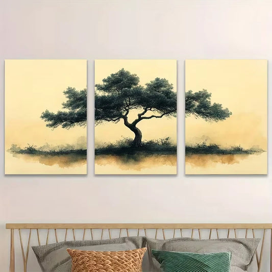 3pcs Featuring Sketches of Black Pine Trees   Wall Art Set Canvas Framed 60x90cm - High Quality Print 100% Australian Made Wall Canvas Ready to Hang
