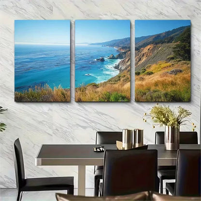 3pcs Big Sur California Travel Metal Print Ready to Hang Art