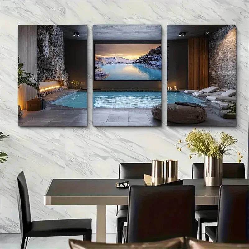 3pcs Blue Lagoon Iceland Unique Metal Print Ready to Hang Art