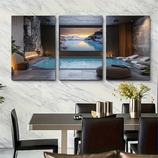 3pcs Blue Lagoon Iceland Unique Metal Print Ready to Hang Art