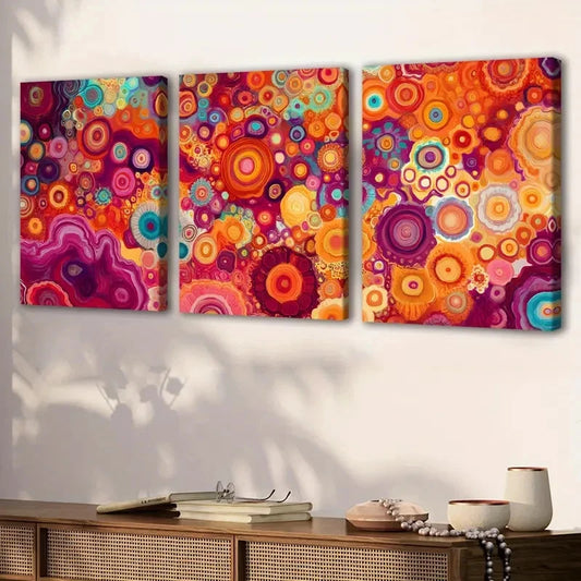 3pcs Bohemian Abstract Geometry Canvas Wall Art Set Canvas Framed 40x60cm - High Quality Print 100% Australian Made Wall Canvas Ready to Hang