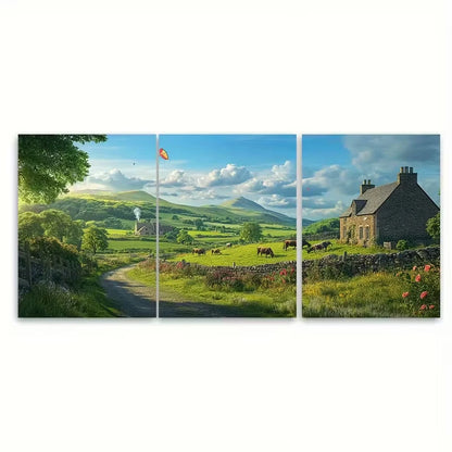 3pcs realist depiction of the Scottish Borders Metal Print Ready to Hang Art