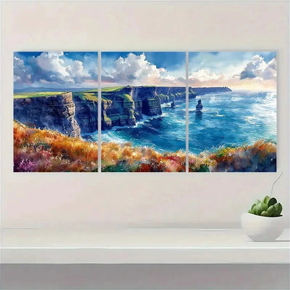 3pcs OBriens Tower Painting Ireland Watercolor Metal Print Ready to Hang Art