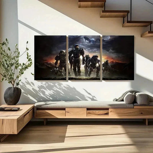 3pcs Halo-Inspired Fantasy Decorative Prints Wall Art Set Canvas Framed 40x60cm - High Quality Print 100% Australian Made Wall Canvas Ready to Hang