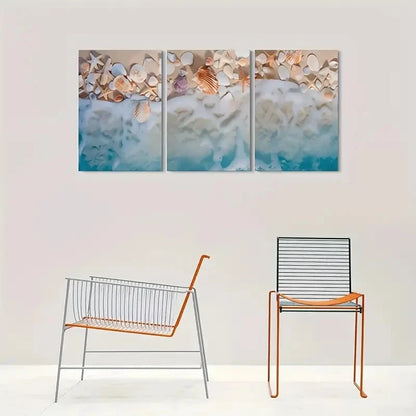 3pcs Seashell Starfish Coastal Ocean Metal Print Ready to Hang Art