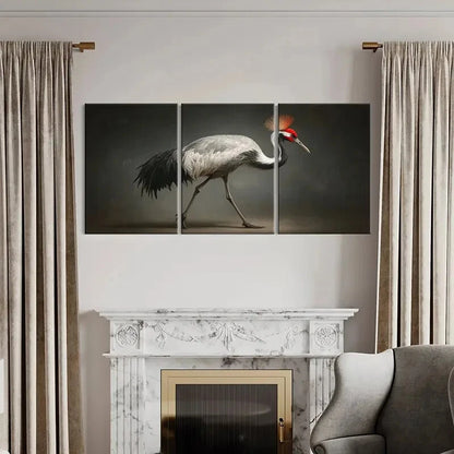 3pcs Elegant Crane Wildlife Illustration Metal Print Ready to Hang Art