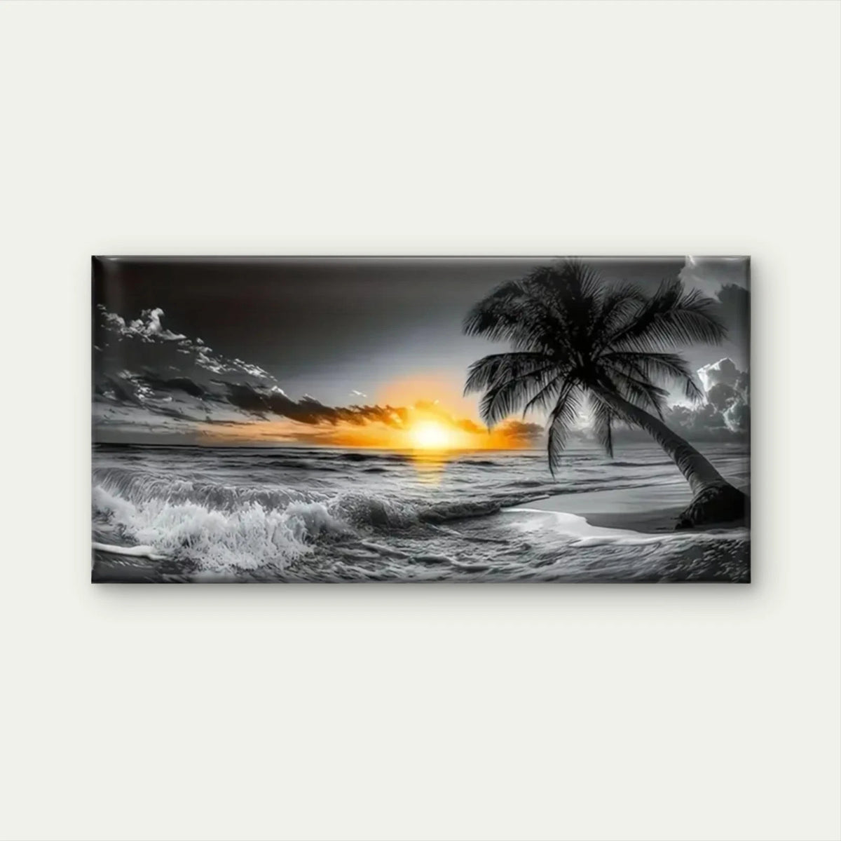 Palm Trees Beach Sunset Wall Art Canvas Office Home Room Framed 120x60cm