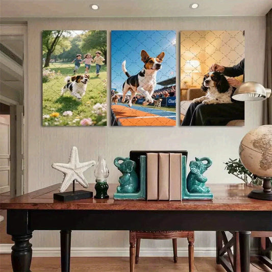 3pcs King Charles Spaniel Modern Abstract Metal Print Ready to Hang Art