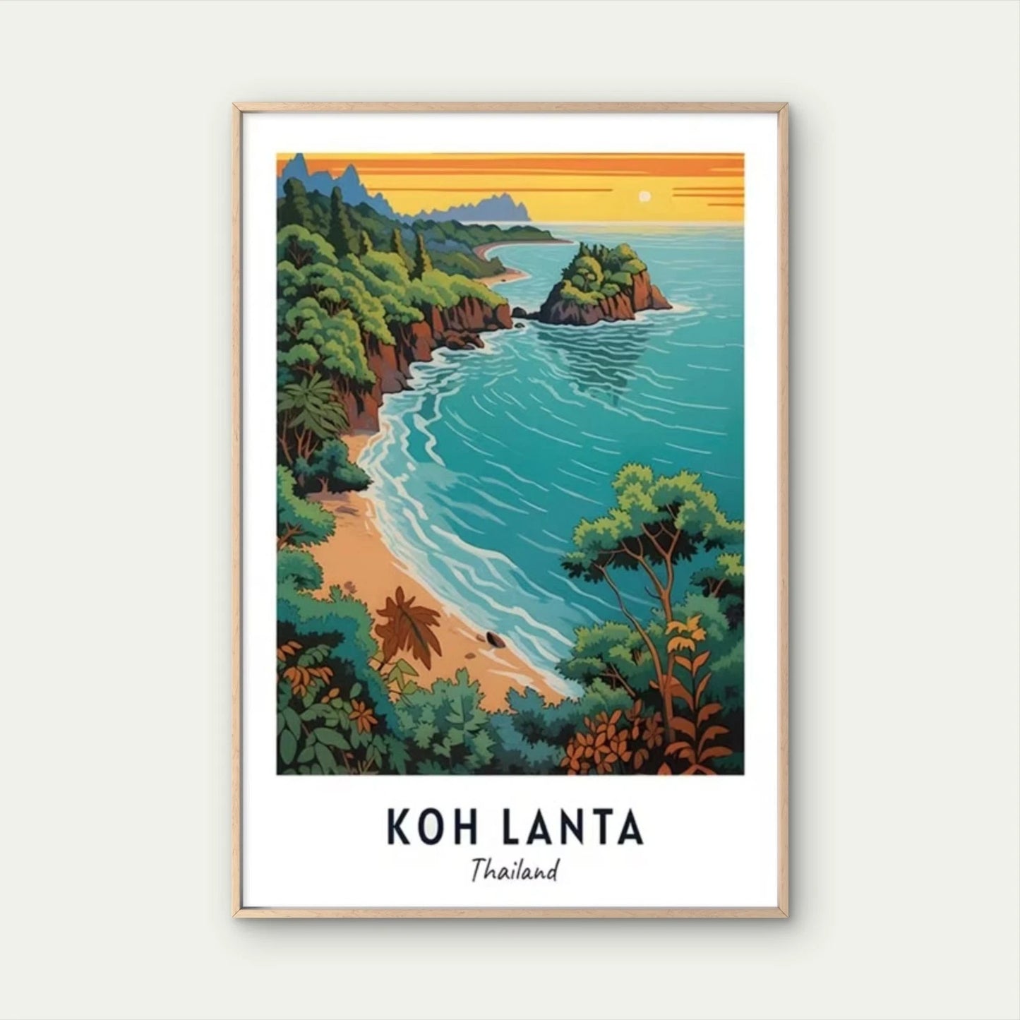 Koh Lanta Thailand Beach Landscape Vintage Travel Poster Print Wall Art