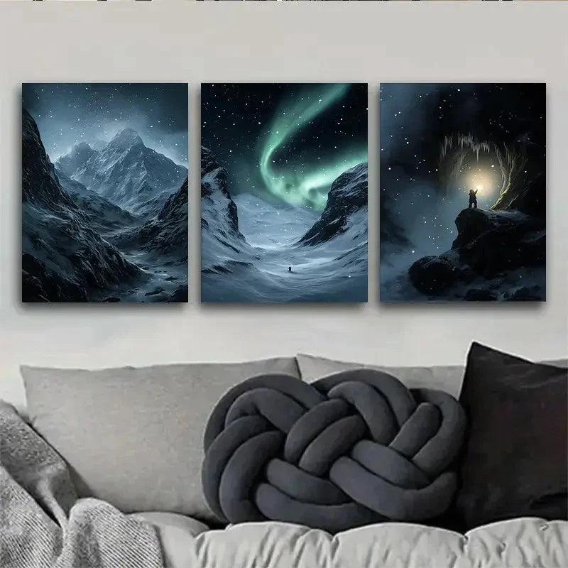 3pcs Northern Lights Stunning Arctic Scene Metal Print Ready to Hang Art